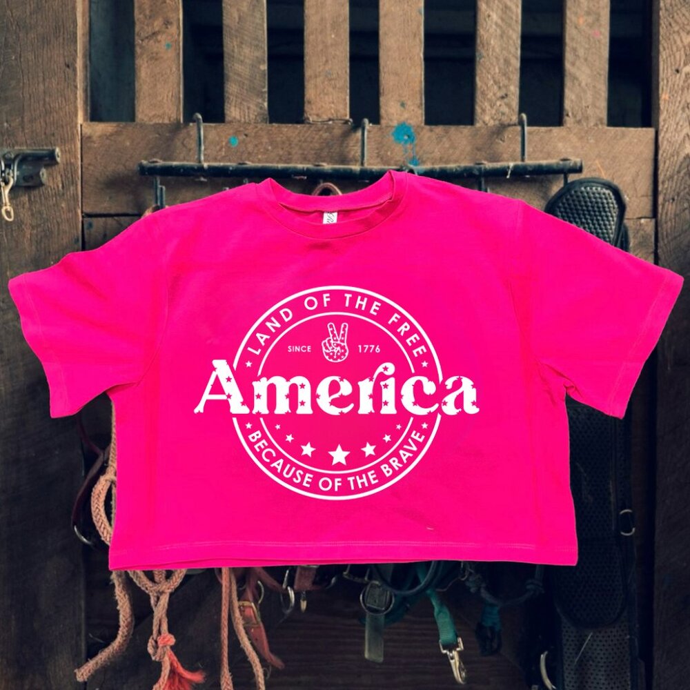 land of the free crop top